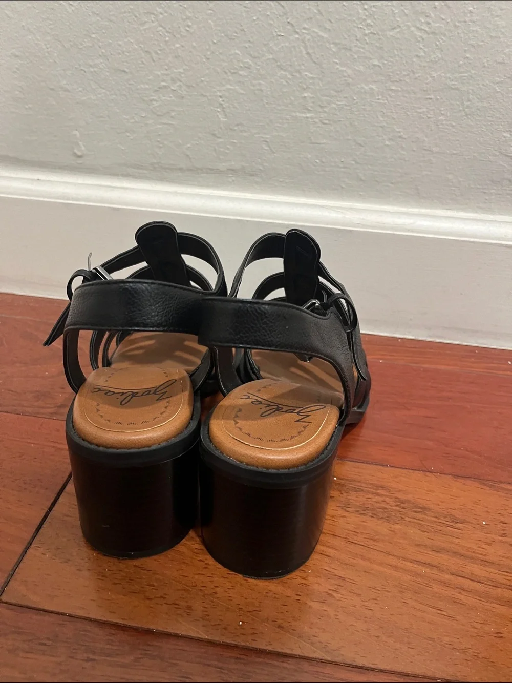 Zodiac Black Leather Multi-Strap Slingback Sandals